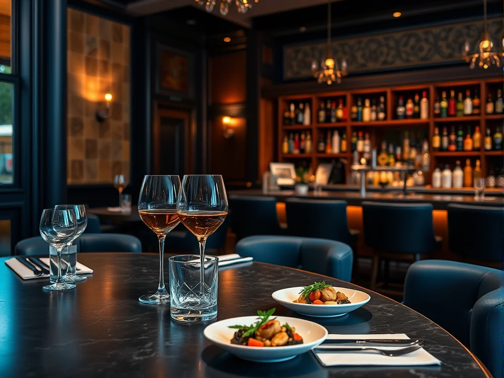 Glassware, small plates and brushed metal details at Entertainment Zone lounge